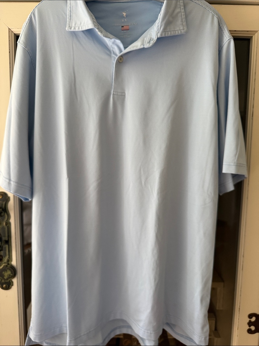 Fairway & Greene Light Blue mini stripedMen's Polo Shirt
